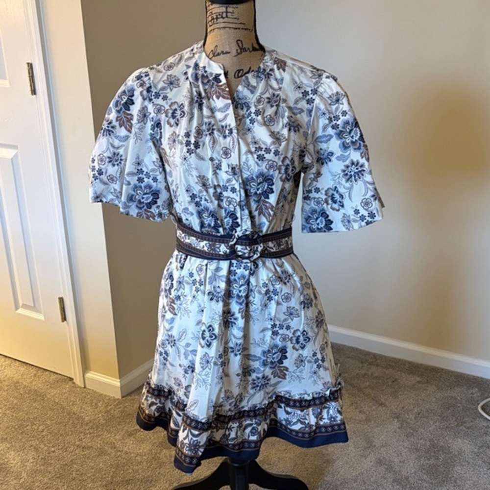 Joie Floral Blue and White Dress